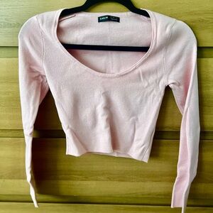 Shein Pink Knit Cropped Sweater Top uS4